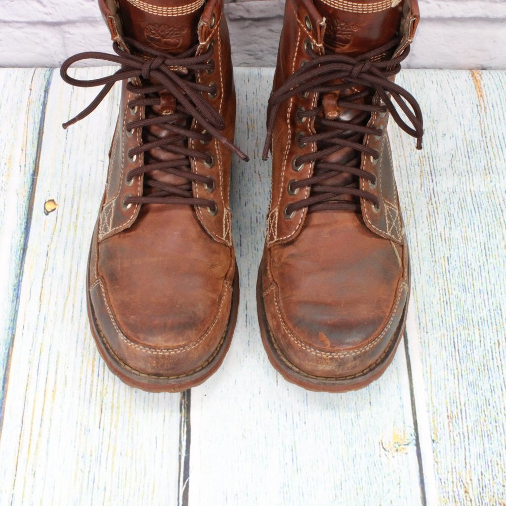 Timberland Earthkeepers Brown Leather Lace Up Waterproof Hiking Boots Size 9 - Picture 5 of 9